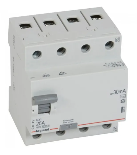 Residual Current Circuit Breaker Legrand RX3 4P 25A 30mA AC
